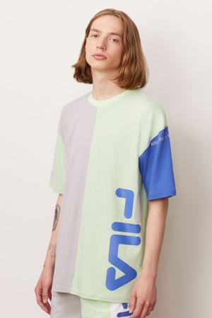 FILA Metis Tee Shirts Green / Grey / Blue,Mens Clothing | CA.RLVPFS921